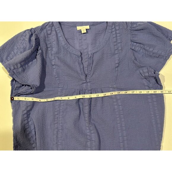 J. Jill Women’s Top Medium Petite Purple Flutter Sleeve Textured 100% Cotton - Picture 3 of 7